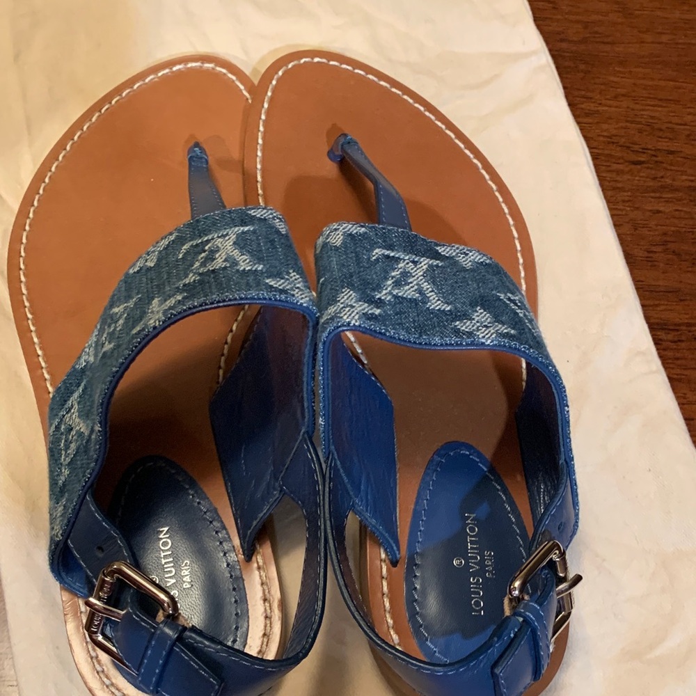 Rare brand new authentic denim collection Louis Vuitton sandals size 37 ( US 7) - Picture 4 of 17